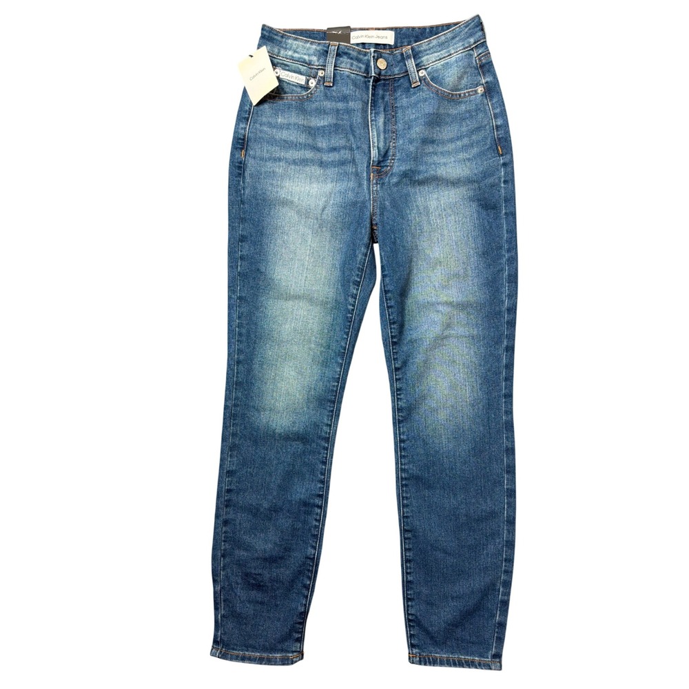 Calvin Klein Jeans Womens 2/26 27L High Rise Slim Storm Blue Stretch NEW